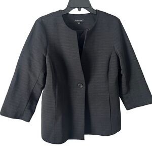 Eileen Fisher Cotton Blend Black Evening Career Blazer Jacket Size Medium